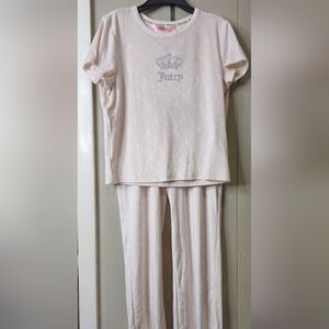 Juicy Couture 2-Piece Velvet Lounge Set - Soft Pink - Rhinestone Crown Logo